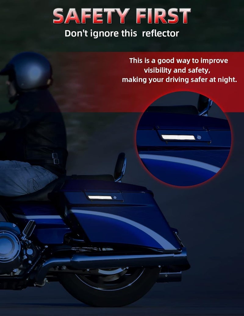 Amazicha Saddlebag Saddle bag Reflectors Black Latch Cover Side Visibility Compatible for Harley Davidson Touring Road King Street Electra Road Glide 1993-2013 (Left & Right) - Image 5