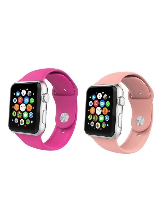 vesus 2-Pack Replacement Silicone Band For Apple Watch Pink/Pink Sand