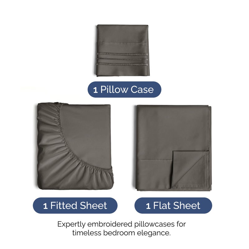 Twin Size 3 Piece Sheet Set - Extra Soft  Breathable & Cooling Sheets - Hotel Luxury Durable Bed Sheets for Women & Men - Deep Pockets  Easy-Fit & Wrinkle-Free Sheets - Cool Brown Oeko-Tex Bed Sheets