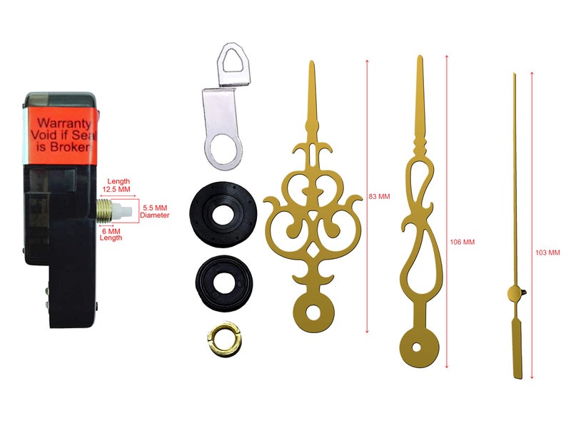 IIK COLLECTION Analogue Plastic Sweep/Silky Silent (NO Tic-Tic Sound) Quartz Movement Machine with Golden Hands Kit for Wall Clock (IIK-MOV-PL-025) - Image 4