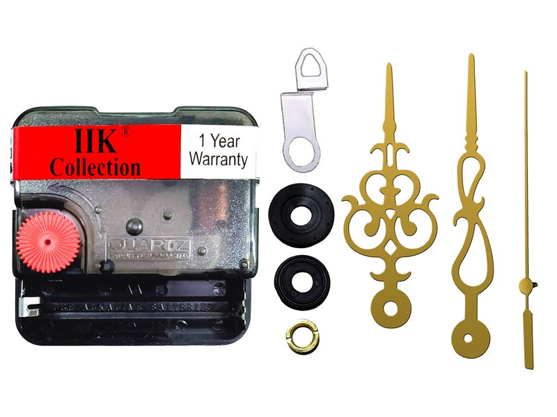 IIK COLLECTION Analogue Plastic Sweep/Silky Silent (NO Tic-Tic Sound) Quartz Movement Machine with Golden Hands Kit for Wall Clock (IIK-MOV-PL-025) - Image 2