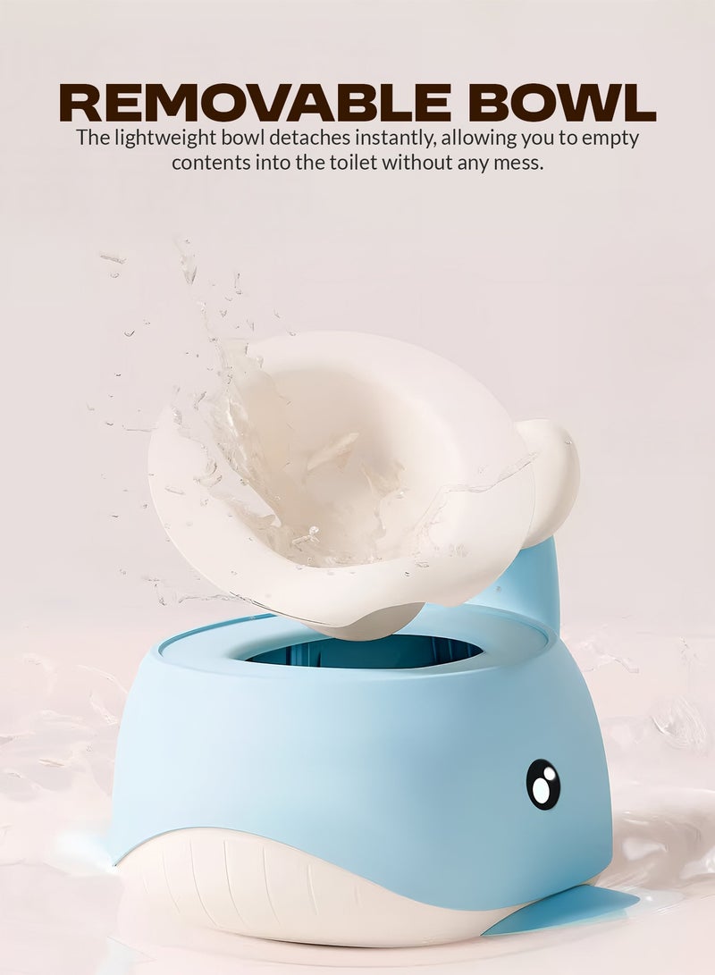 Baybee Whaley Baby Potty Seat for Kids, Baby Potty Training Seat with Closing Lid, Removable Bowl, Splash Guard & High Backrest Baby Potties for Toddlers Kids Toilet Seat Chair Kids Potty Seat for Baby 1+ Years Blue - Image 5