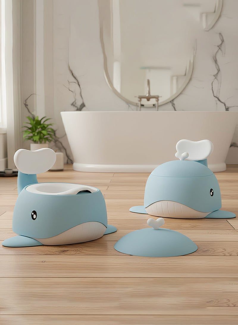 Baybee Whaley Baby Potty Seat for Kids, Baby Potty Training Seat with Closing Lid, Removable Bowl, Splash Guard & High Backrest Baby Potties for Toddlers Kids Toilet Seat Chair Kids Potty Seat for Baby 1+ Years Blue - Image 1