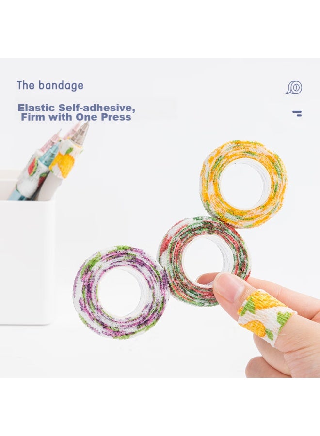 ديلي Deli Student Writing Finger Protector Bandage، ضمادة مرنة لاصقة عديمة الرائحة مضادة للتآكل ومضادة للثفن، واقي مفاصل الأصابع 25mm*4m، نمط فواكه، 3 لفات، ألوان مختلطة Jf661 - Image 4