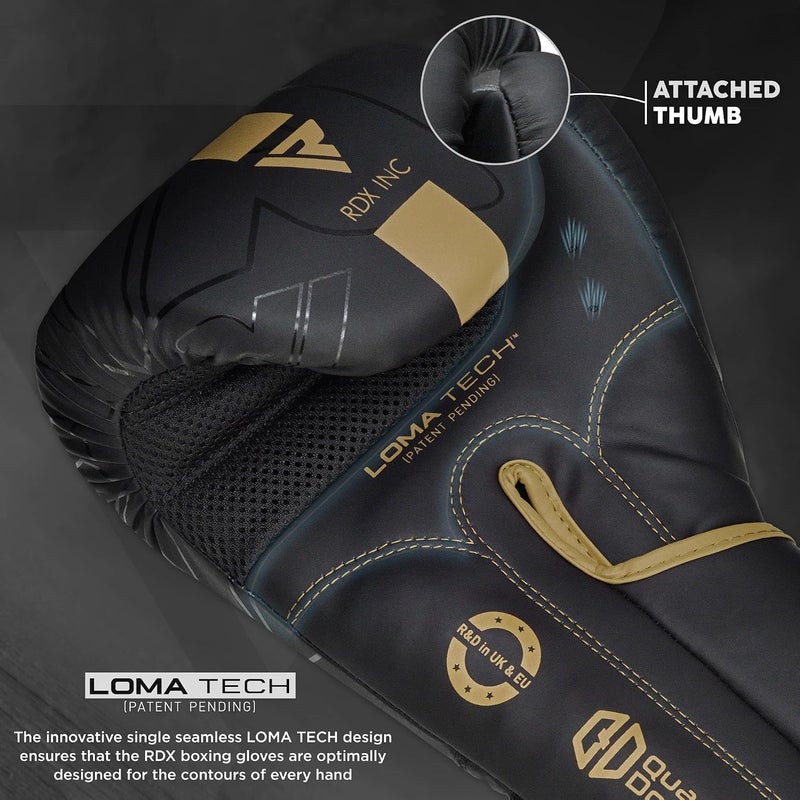 RDX Boxing Gloves - Maya Hide Leather Sparring and Muay Thai Training Mitts -14 OZ |Golden (BGR-F6MGL-14OZ) - Image 5