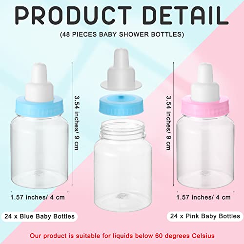 Fumete 162 Pcs Gender Reveal Baby Shower Favors 48 Mini Milk Bottles Plastic Baby Candy Bottle 48 Mini Pacifiers Tiny Plastic Pacifiers 64 Pcs It's a Boy Girl Gender Reveal Stickers 2 Roll Ribbon - Image 2