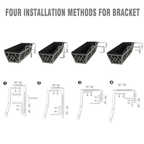 Karlliu 2 Pack 24 Inch Window Boxes Planters Railing Planter Box with Adjustable Brackets & Non-Woven Fabric Plant Grow Bags Deck Railing Planter Boxes Balcony Hanging Flower Box for Outdoor Plants - Image 5