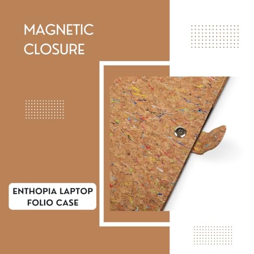 ENTHOPIA 13 to 14 Inches Folio Laptop Case Cover Vegan Leather Compatible for MacBook, Lenovo, Hp, Dell &Other Notebooks - Colourful Cork - Image 5