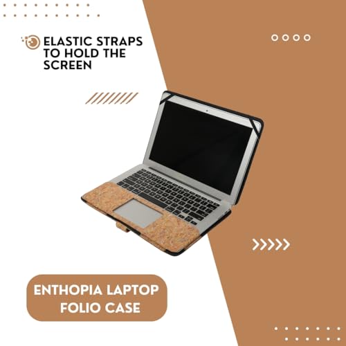 ENTHOPIA 13 to 14 Inches Folio Laptop Case Cover Vegan Leather Compatible for MacBook, Lenovo, Hp, Dell &Other Notebooks - Colourful Cork - Image 4