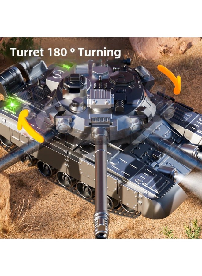 Generic - Remote Control Tank Toy 2.4G Cannon Launching Metal Crawler Charging Electric Simulation Battle Off-road Vehicle Model-Color: 9-way Remote Control Tank - Image 1