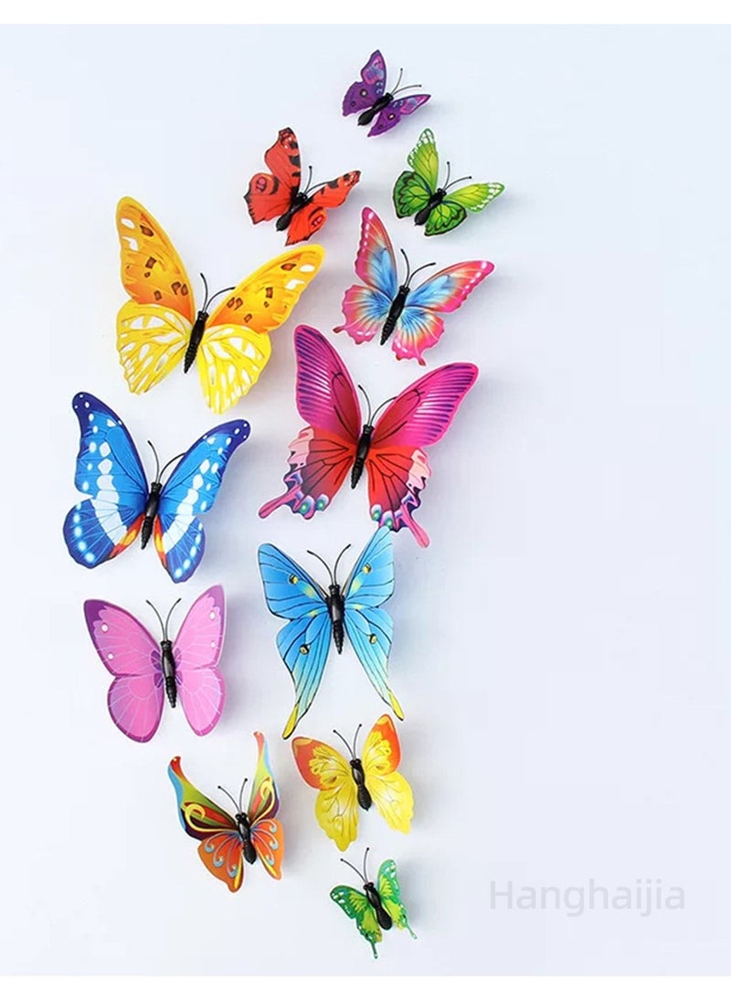 Hanghaijia 12 PCS 3D Simulation Butterfly Wall Fridge Stickers Decorations Photography Props  - Image 1