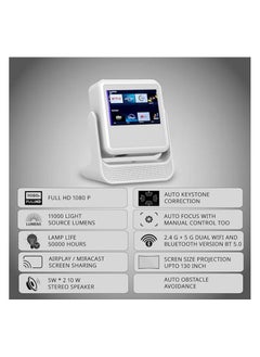 Debonair DEBONAIR Touch Play Full HD 1080p Smart Projector | World’s First Touchscreen with Auto (Focus+Screen Fit+Obstacle Avoidance) | Official Android | 11000 Lumens | HDMI USB| 10W Speaker Dual WiFi BT5.0  - Image 4