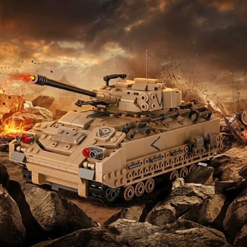 NEWABWN مجموعة بناء لعبة دبابة M2 برادلي - مركبة قتال مشاة تثير ساعات من مغامرة اللعب العسكرية - مجموعة بناء دبابة للجيش للمراهقين والبالغين متوافقة مع مجموعات ليغو 1350 قطعة - Image 5