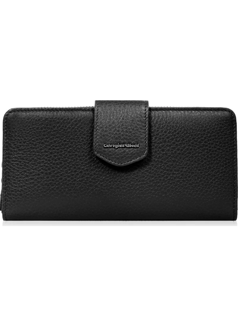 Cengiz Pakel Leather Women's Wallet - Portfolio 65104 - Black