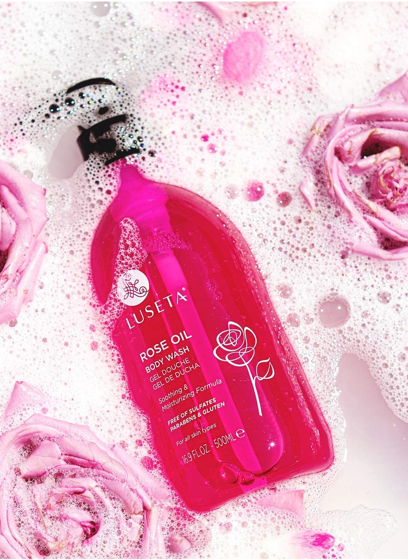 Luseta Luseta Rose Oil Body Wash for Dry Skin Women 16.9oz, Women Body Wash Smell Good Hydrating Shower Gel for Nourishing Essential Body Care, Sulfate & Paraben Free,Shower Gel for Women/Men  - Image 3