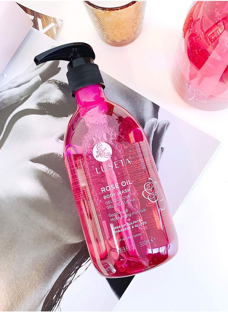 Luseta Luseta Rose Oil Body Wash for Dry Skin Women 16.9oz, Women Body Wash Smell Good Hydrating Shower Gel for Nourishing Essential Body Care, Sulfate & Paraben Free,Shower Gel for Women/Men  - Image 2