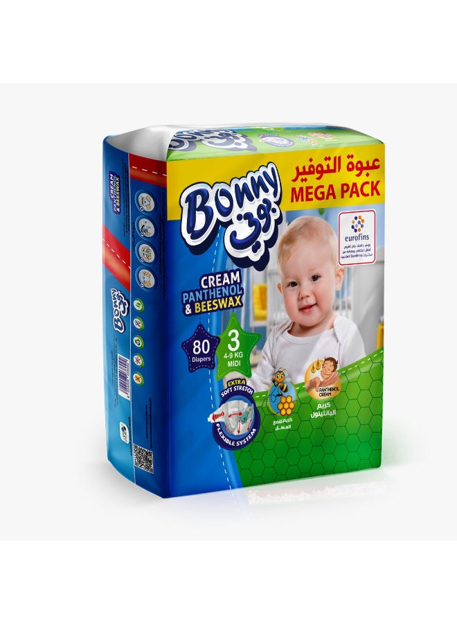 حفاضات ميجا وسط مقاس  3 ( 80 ق )