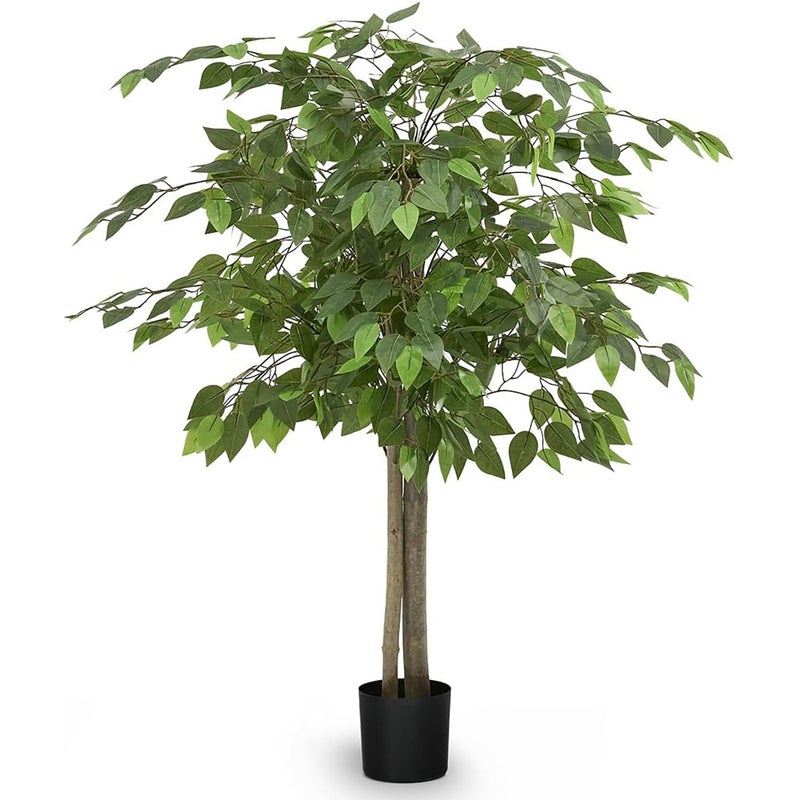 Maia Shop Maia Shop 35ft Artificial Ficus Tree Fake Plants for Home Decor Natural Wood Trunk 