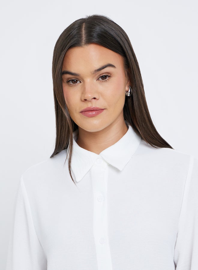 ستايلي قميص نسائي أبيض سادة بياقة - Image 4
