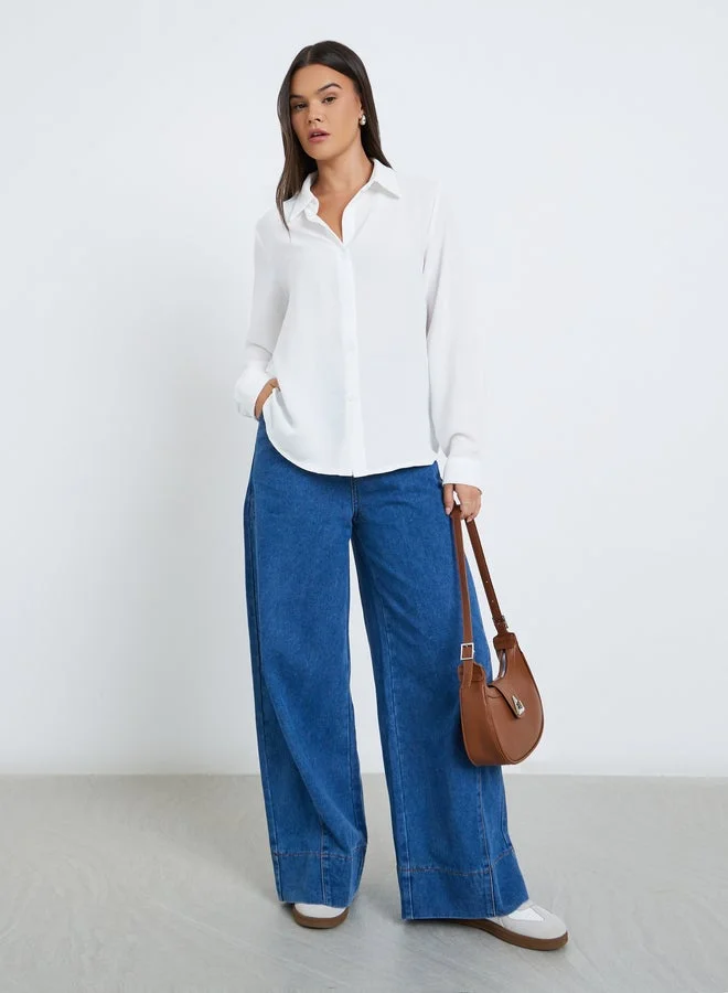 Styli Styli Women White Plain Collared Shirt
