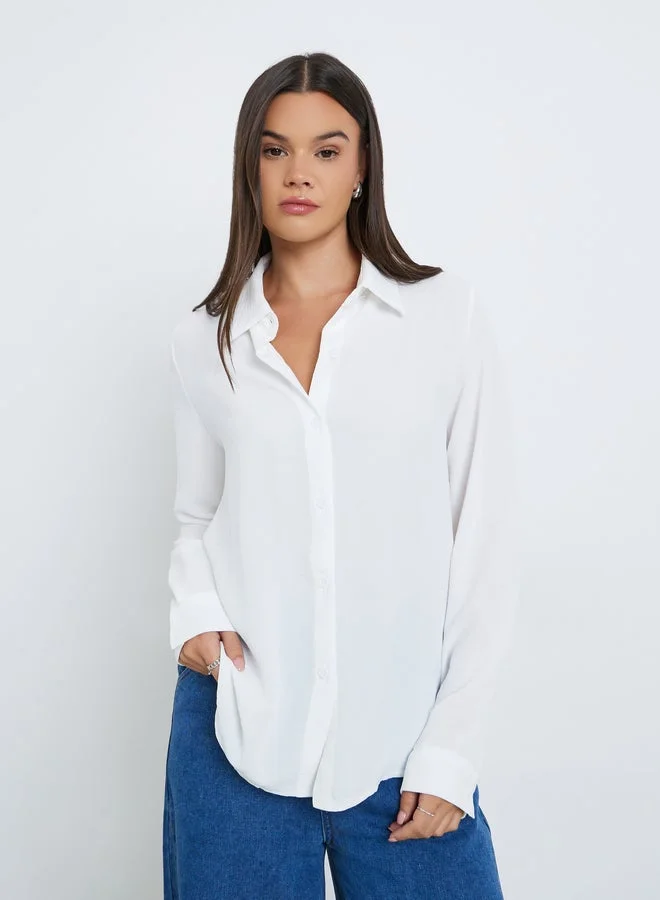 Styli Styli Women White Plain Collared Shirt
