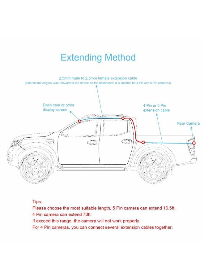 Pixelman 6.5ft 2.5mm Male-to-Female Backup Camera Extension Cable for 4pin/5pin Rear Camera - Image 4