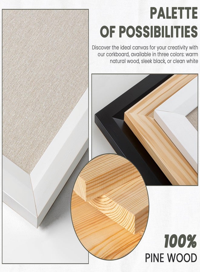 Acovy Bulletin Board Cork Board with Linen, 100% Wood Framed 30" x 20" Bulletin Board Decorations, Pin Boards for Walls, Wall Mounted Fabric Picture Board with 10 Pushpins for School, Home & Office, White - Image 2