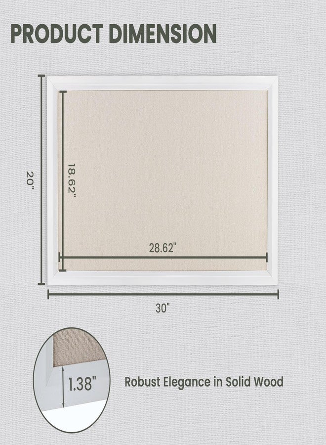 Acovy Bulletin Board Cork Board with Linen, 100% Wood Framed 30" x 20" Bulletin Board Decorations, Pin Boards for Walls, Wall Mounted Fabric Picture Board with 10 Pushpins for School, Home & Office, White - Image 4