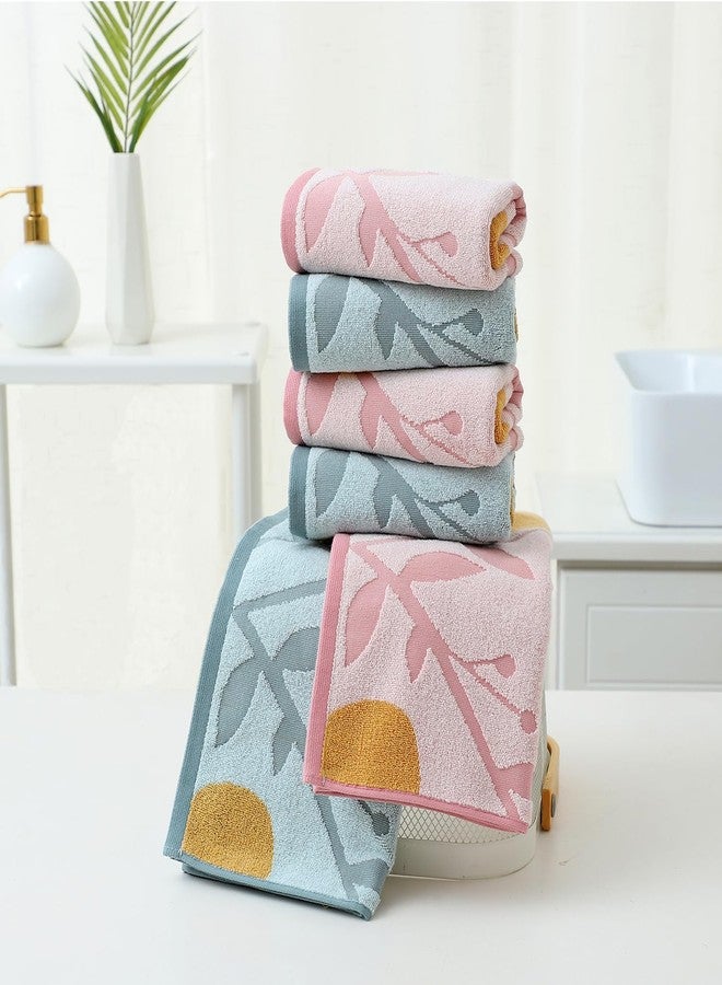 Pidada Hand Towels Set of 2 Floral Pattern 100% Cotton Absorbent Soft Decorative Towel for Bathroom (Aqua Blue) - Image 3