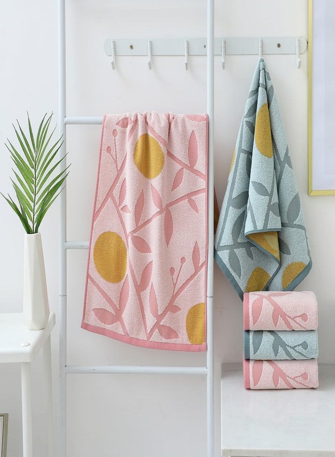 Pidada Hand Towels Set of 2 Floral Pattern 100% Cotton Absorbent Soft Decorative Towel for Bathroom (Aqua Blue) - Image 4