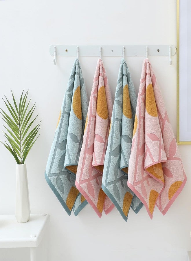 Pidada Hand Towels Set of 2 Floral Pattern 100% Cotton Absorbent Soft Decorative Towel for Bathroom (Aqua Blue) - Image 5