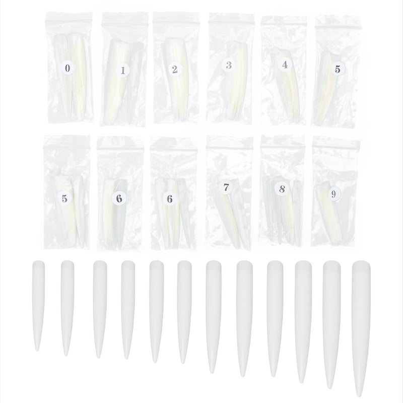 120PCS Extra Long Nail Tips Full Cover Stiletto Artificial Nails for Nail Art DIY SalonNatural Color - Image 1
