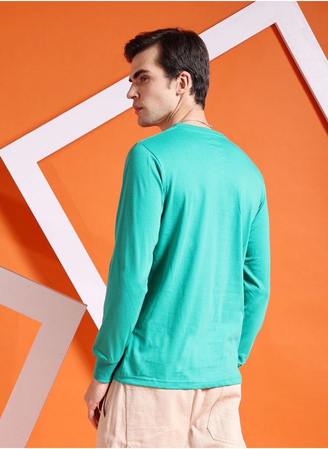 The Indian Garage Co Men Slim Fit Solid V-Neck Tshirt  - Image 2