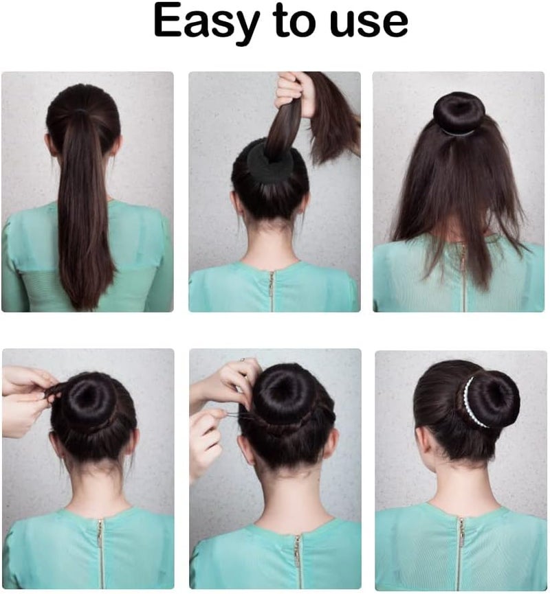 Sky Shine Donut Bun Maker Set – 3 Pcs Soft & Durable Ring Hair Bun Makers (Small, Medium, Large), Lightweight No-Damage Hair Styling Tools for Women Girls, Easy Perfect Buns for All Hair Types – Black - Image 4