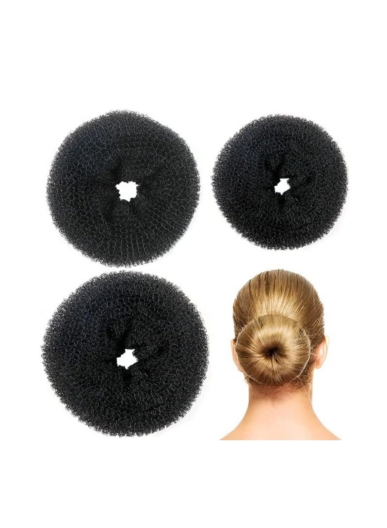 Sky Shine Donut Bun Maker Set – 3 Pcs Soft & Durable Ring Hair Bun Makers (Small, Medium, Large), Lightweight No-Damage Hair Styling Tools for Women Girls, Easy Perfect Buns for All Hair Types – Black - Image 1