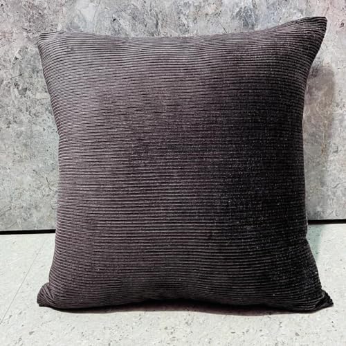 Guffaw / Corduroy/Stripped/Luxury 340 TC Cushion Covers Standard Size 16"X16" Inches (Chocolate Brown, 2) - Image 1