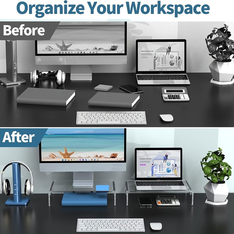 1pc High End Transparent Acrylic Monitor Stand Pipe for Home Office Computer Laptop and Printer - Image 3