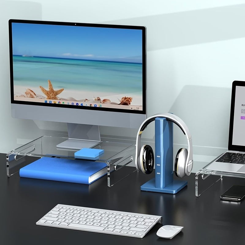 1pc High End Transparent Acrylic Monitor Stand Pipe for Home Office Computer Laptop and Printer - Image 4