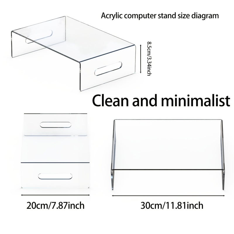 1pc High End Transparent Acrylic Monitor Stand Pipe for Home Office Computer Laptop and Printer - Image 2