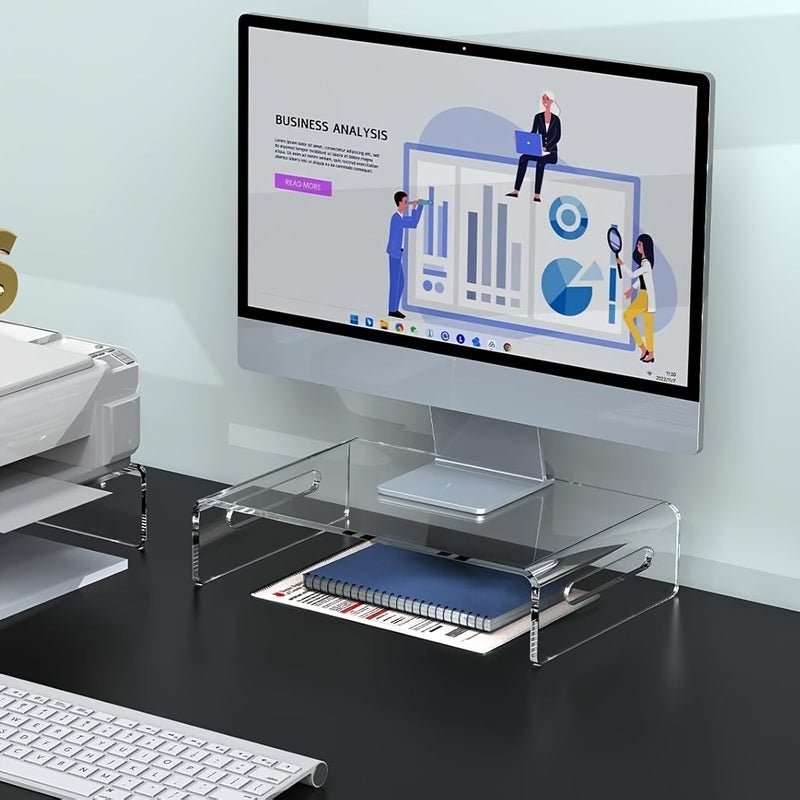 1pc High End Transparent Acrylic Monitor Stand Pipe for Home Office Computer Laptop and Printer - Image 5