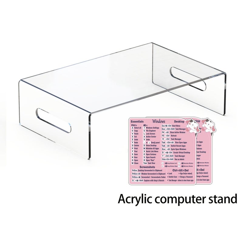 1pc High End Transparent Acrylic Monitor Stand Pipe for Home Office Computer Laptop and Printer - Image 1