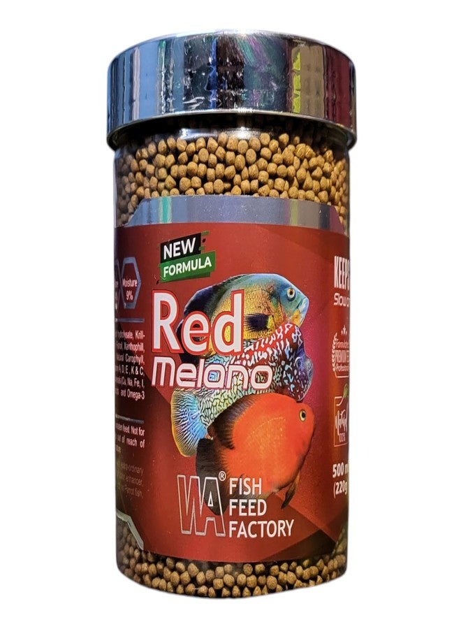 WA Red Melano Color Enhancing Fish Food | Floating Pellets | Natural Color Enhancer | Easy Digestion & Balanced Nutrition | Aquawiz India (500ml (220gm)) - Image 1