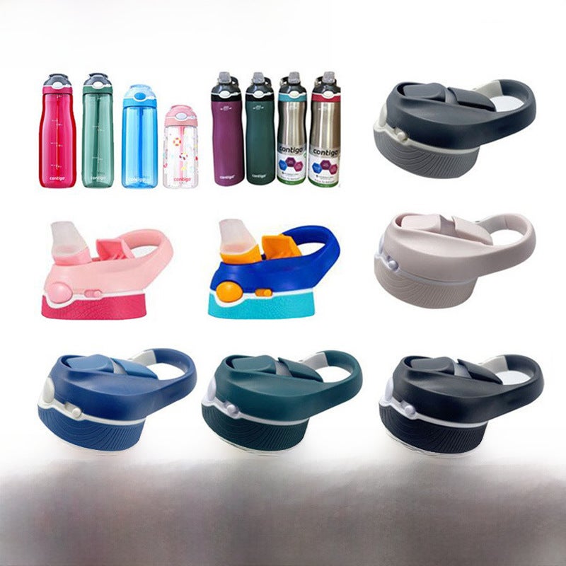 Safety lock thermos cup lid food grade safety silicone cup lid high value water cup with straw cup accessories(Latch Cover Cyan) - Image 2
