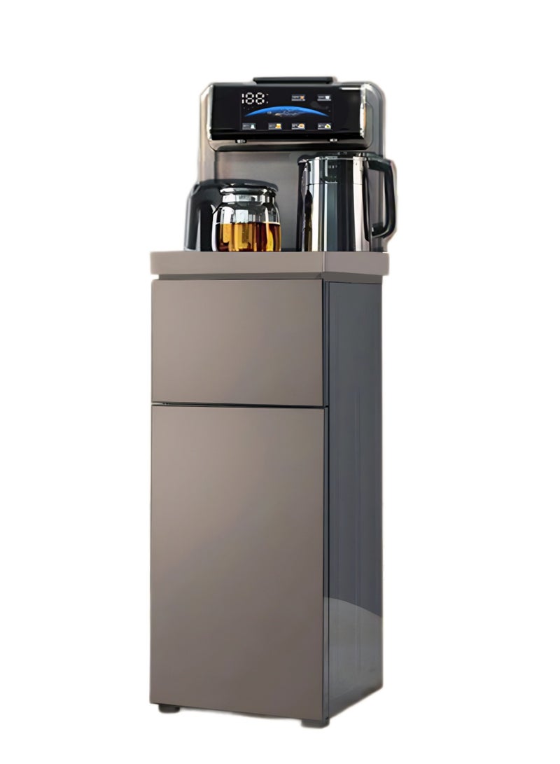 جيرزون موزعات المياه، ماكينة صنع الشاي، موزع مياه عمودي منزلي، غلاية، خزانة، دلو مياه مدمج مثبت في الأسفل، موزع مشروبات بارد وساخن ذكي أوتوماتيكي بالكامل لزجاجات سعة 3 أو 5 جالون، مثالي للمكتب والمنزل وغرفة المعيشة (ذهبي أنيق) - Image 1