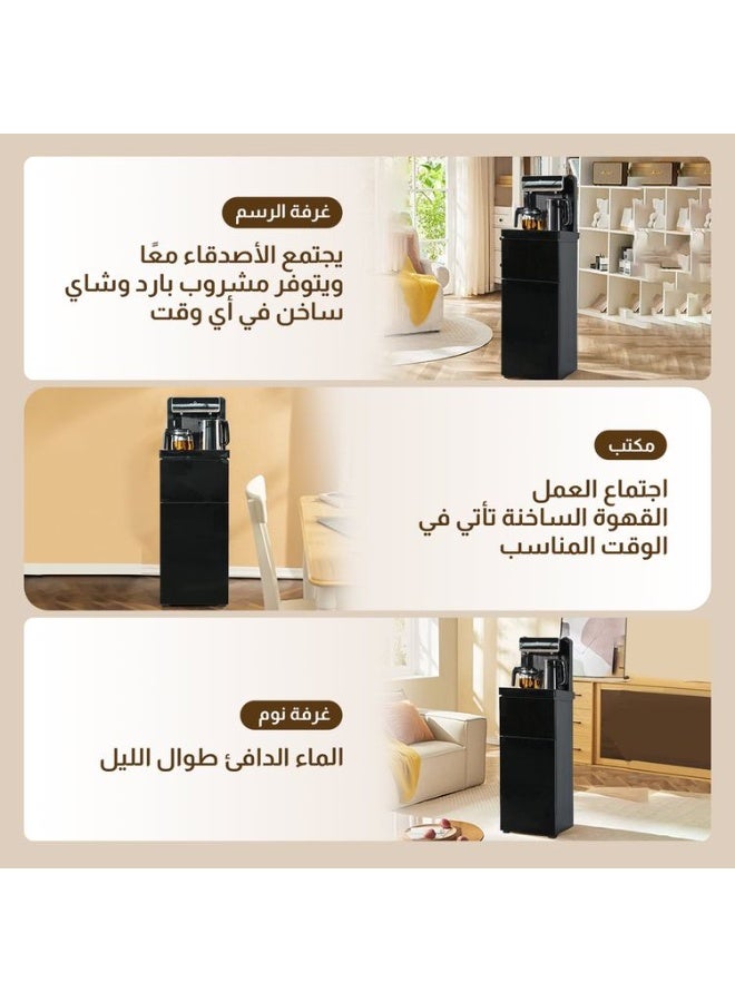 جيرزون موزعات المياه، ماكينة صنع الشاي، موزع مياه عمودي منزلي، غلاية، خزانة، دلو مياه مدمج مثبت في الأسفل، موزع مشروبات بارد وساخن ذكي أوتوماتيكي بالكامل لزجاجات سعة 3 أو 5 جالون، مثالي للمكتب والمنزل وغرفة المعيشة (ذهبي أنيق) - Image 4