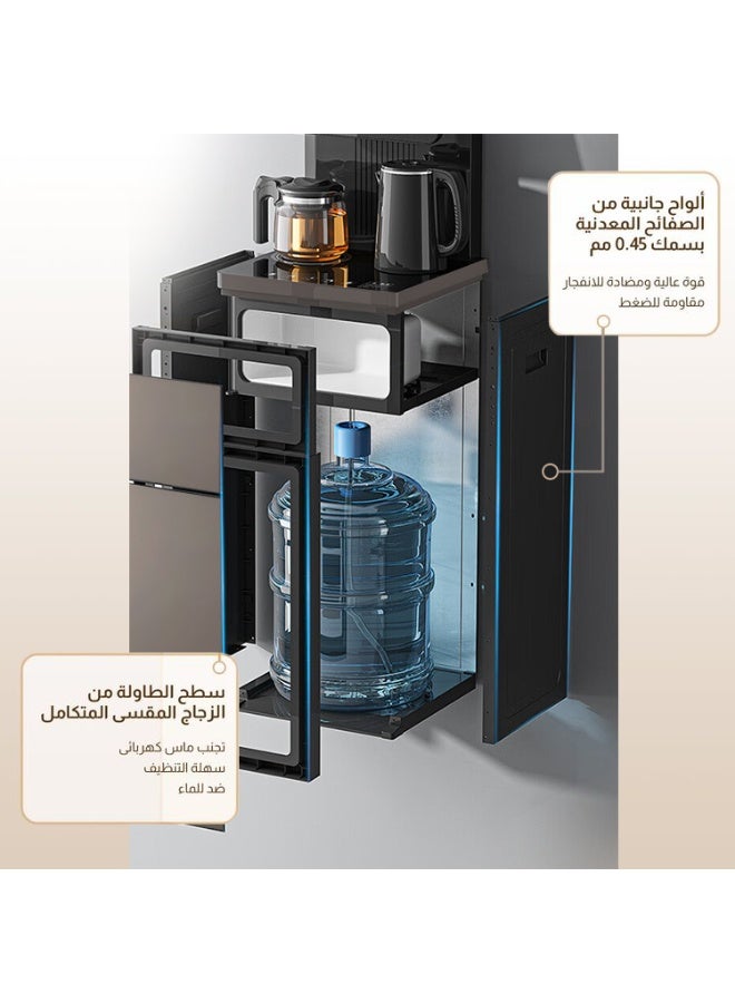 جيرزون موزعات المياه، ماكينة صنع الشاي، موزع مياه عمودي منزلي، غلاية، خزانة، دلو مياه مدمج مثبت في الأسفل، موزع مشروبات بارد وساخن ذكي أوتوماتيكي بالكامل لزجاجات سعة 3 أو 5 جالون، مثالي للمكتب والمنزل وغرفة المعيشة (ذهبي أنيق) - Image 5