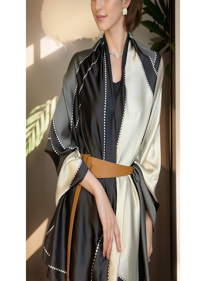 وشاح حريري للرقبة من فيميت - شالات وأوشحة حريرية خفيفة الوزن من الساتان للسيدات، مناسبة لفساتين السهرة (النمط 07) - Image 4