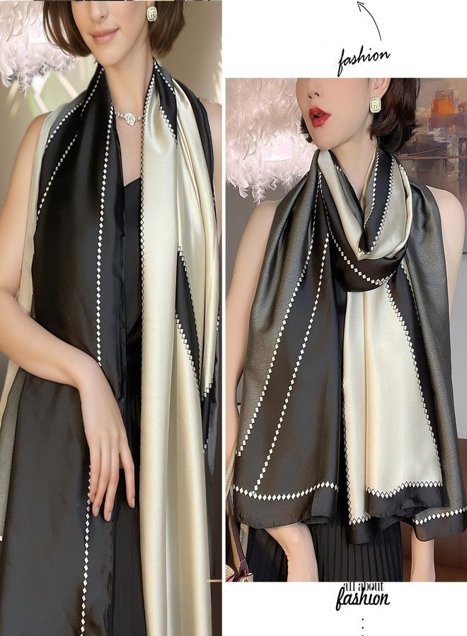 وشاح حريري للرقبة من فيميت - شالات وأوشحة حريرية خفيفة الوزن من الساتان للسيدات، مناسبة لفساتين السهرة (النمط 07) - Image 3