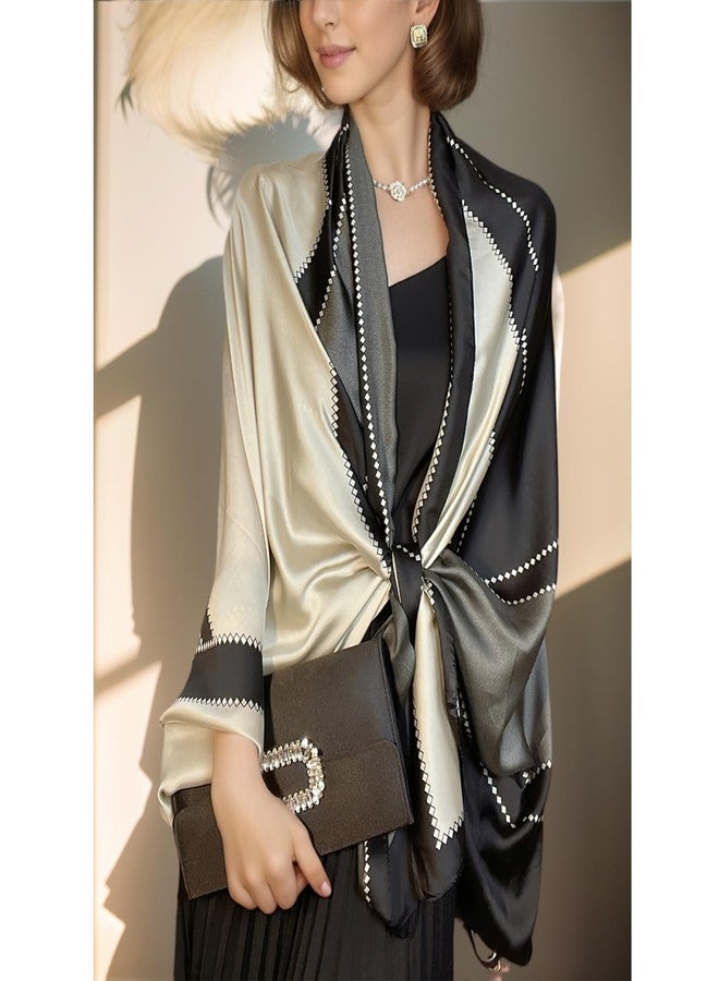 وشاح حريري للرقبة من فيميت - شالات وأوشحة حريرية خفيفة الوزن من الساتان للسيدات، مناسبة لفساتين السهرة (النمط 07) - Image 5