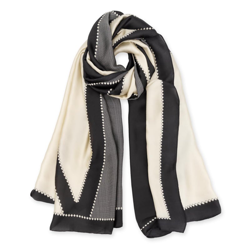 وشاح حريري للرقبة من فيميت - شالات وأوشحة حريرية خفيفة الوزن من الساتان للسيدات، مناسبة لفساتين السهرة (النمط 07) - Image 1